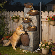 Outdoor Water Fountain with LED Lights for Relaxing Evenings and Gentle Garden Ambience Rustic Brown Outsunny