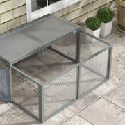 Wooden Folding Rabbit Hutch for 2 to 3 Rabbits with Outdoor Run Space Grey AOSOM