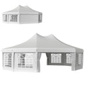 White 10 Sided Decagonal Garden Gazebo Marquee Party Tent with Heavy Duty Frame by Outsunny