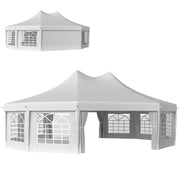 White 10 Sided Decagonal Garden Gazebo Marquee Party Tent with Heavy Duty Frame by Outsunny