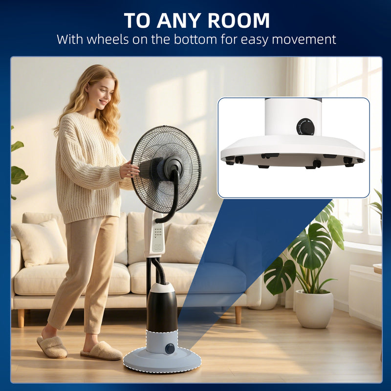Standing Fan with Misting System for Cool and Comfortable Home Use White AOSOM