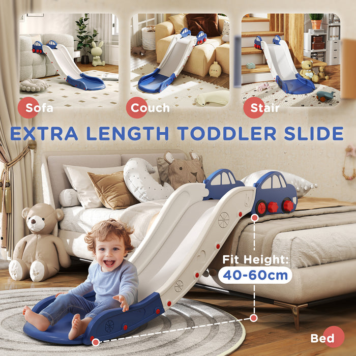Kids Indoor Slide for Sofa or Bed with Extended Length Easy Storage White and Blue by AIYAPLAY