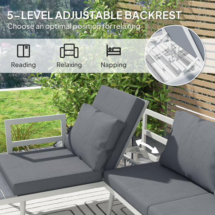 Grey 3 Piece Patio Furniture Set with Adjustable Lounger and Table by Outsunny