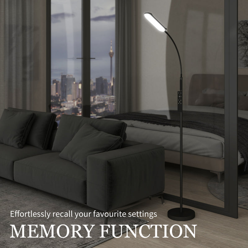 Black LED Floor Lamp With Remote Touch Control and Adjustable Brightness For Living Room AOSOM