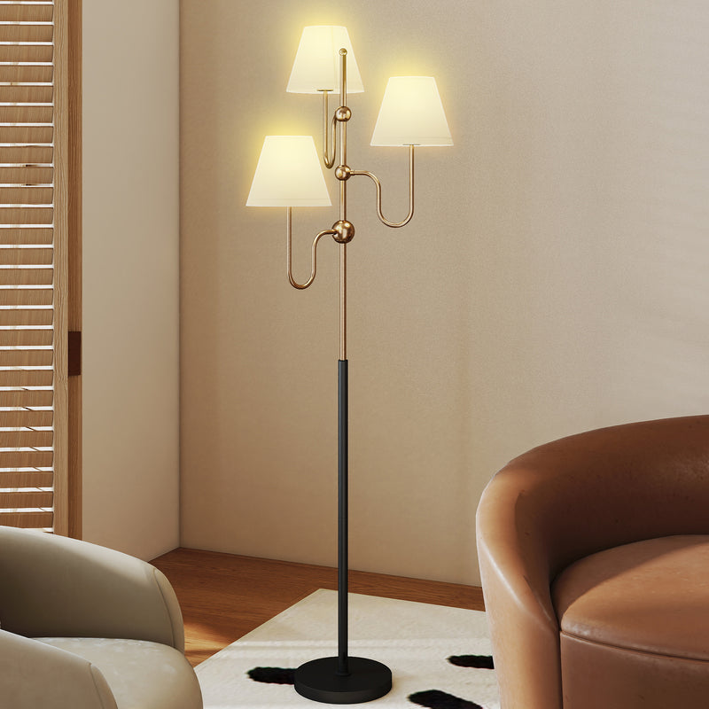 Tall 3 Light Floor Lamp With Foot Switch Ideal For Living Room Or Office Use, Grey
