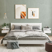 Set of Two White Floating Bedside Tables with High Gloss Finish by HOMCOM