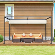 Metal Pergola With Retractable Canopy Roof For Garden Or Patio Shelter 3x2m Cream White AOSOM