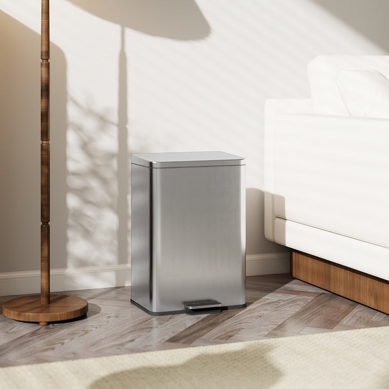 Stainless Steel 20L Pedal Kitchen Bin with Soft Close Lid and Removable Inner Bucket for Home