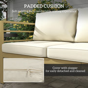 Outsunny Garden Bench with Cushions, 3-Seater Sofa with Backrest, Armrest and Back Cushions, 185 x 66 x 64cm, Cream White AOSOM