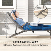 Set of 2 Grey Folding Sun Loungers with Adjustable Backrest and Pillows for Garden and Beach by Outsunny