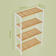 Close-up of the bamboo frame and shelf construction