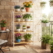 Songmics bamboo shelf used to display plants