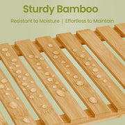 Dimensions diagram for the Songmics 3-tier bamboo storage shelf