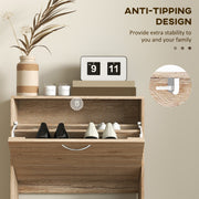 Brown Wood Effect 12 Shoe Flip Drawer Storage Cabinet Space Saving Organiser by HOMCOM