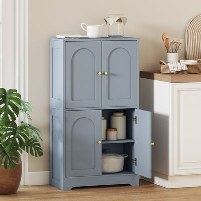 Pantry Storage Cabinet with Adjustable Shelves for Kitchen or Bathroom Organisation Grey AOSOM