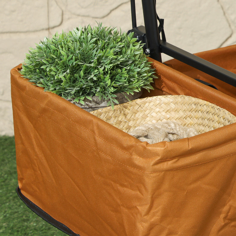 Orange Folding Trolley Cart with Canopy and Handle for Shopping Camping by Outsunny