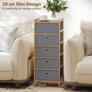 Slim Chest of Drawers for Small Bedrooms with Five Fabric Storage Drawers Natural AOSOM