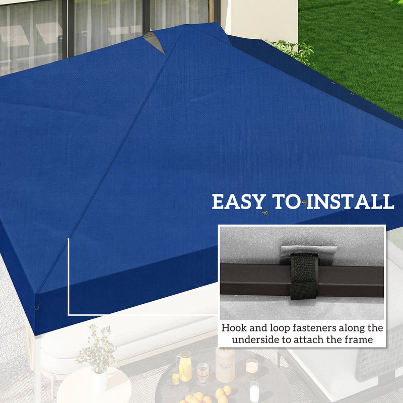 Gazebo Replacement Canopy Waterproof UV Protection for 3 x 3 m Straight-Leg Frame Blue Outsunny