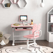 Pink Height Adjustable Kids Desk and Chair Set with Tilted Desktop by AIYAPLAY