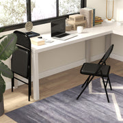 Set of 2 Folding Chairs with Cushioned Seats Ideal for Home or Events, Black