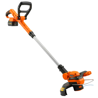Cordless Garden Strimmer With Adjustable Handle for Easy Lawn Trimming Orange AOSOM