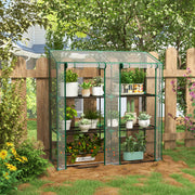 Mini Lean To Greenhouse with Three Shelves Ideal for Small Gardens and Balconies Green