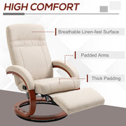Reclining Swivel Armchair with Footrest for Relaxing at Home Office Use Beige