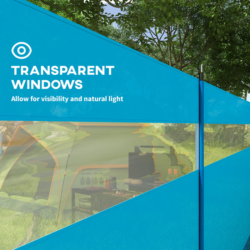 Camping Windbreaker With Clear Windows And Steel Poles For Beach And Caravan Use Blue AOSOM