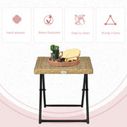 Square Rattan Folding Garden Side Table Square Wicker Coffee Table for Balcony Use