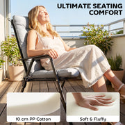 Garden Chair Cushion Set of 4 with Headrest and Back Support Water Repellent Light Grey Outsunny