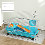 Small Animal Cage with Deep Base and Easy Access Doors for Rabbits and Guinea Pigs Blue AOSOM