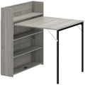 Extendable Folding Dining Table with Storage Shelves for Small Spaces Grey Wood Effect AOSOM