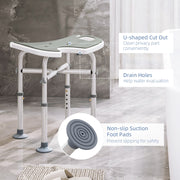 Adjustable Padded Shower Stool with U Shaped Seat for Elderly or Disabled Use, Grey