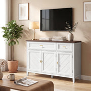 Hallway Sideboard with Adjustable Shelves and Drawers for Organised Storage White Brown Homcom