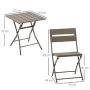 3 Piece Foldable Garden Bistro Set with Table and 2 Chairs for Patio or Balcony Grey by Outsunny