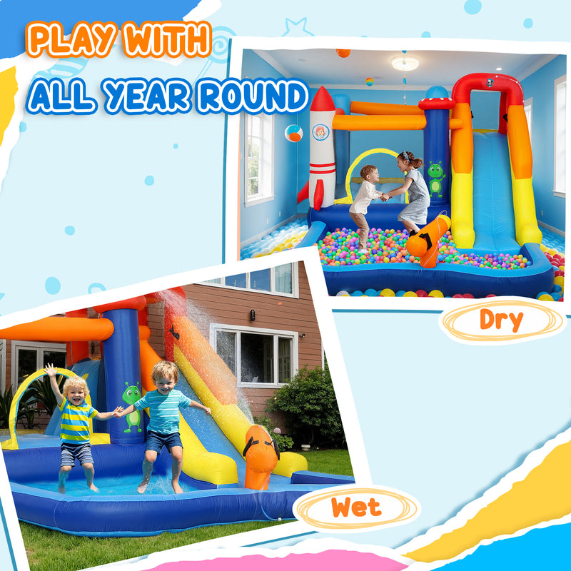 5 in 1 Kids Bouncy Castle with Water Slide Splash Pool and Blower by Outsunny AOSOM