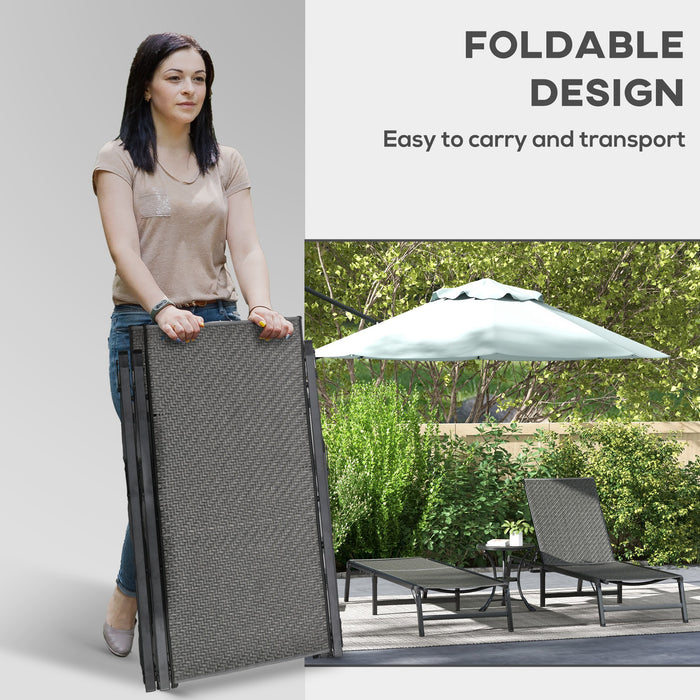 Set of 2 Grey Rattan Sun Loungers With Adjustable Backrest for Garden and Poolside by Outsunny