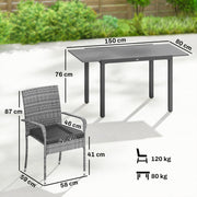 Garden Dining Set with Extendable Table and Stackable Chairs for Flexible Outdoor Seating Dark Grey Outsunny