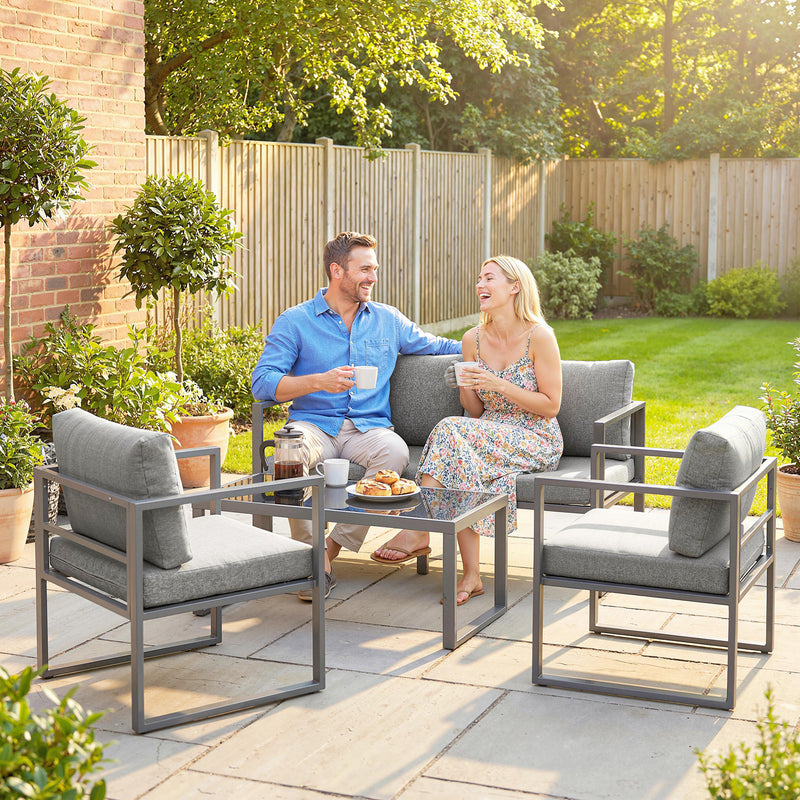 Garden Furniture Set with Cushions and Rust Resistant Frame for Relaxing Outdoors, Dark Grey