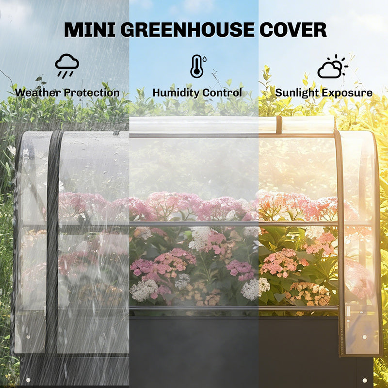Raised Garden Bed with Clear Greenhouse Cover for Easy Gardening and Plant Protection Black Outsunny