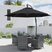 Black 3m Cantilever Garden Parasol With 360Â° Rotation and Crank Handle Premium Quality by Outsunny