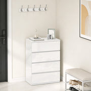 Modern 4 Drawer Bedroom Chest of Drawers With High Gloss Finish For Storage, White AOSOM
