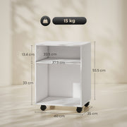 Printer Stand with Shelves and Lockable Wheels for Small Home Office Storage White Homcom