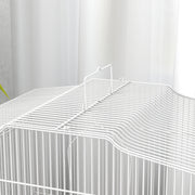 White Large Metal Bird Cage With Perches And Swing For Budgies And Parakeets