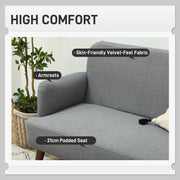 Grey Velvet 2 Seater Sofa with Thick Padding and Wooden Legs by HOMCOM