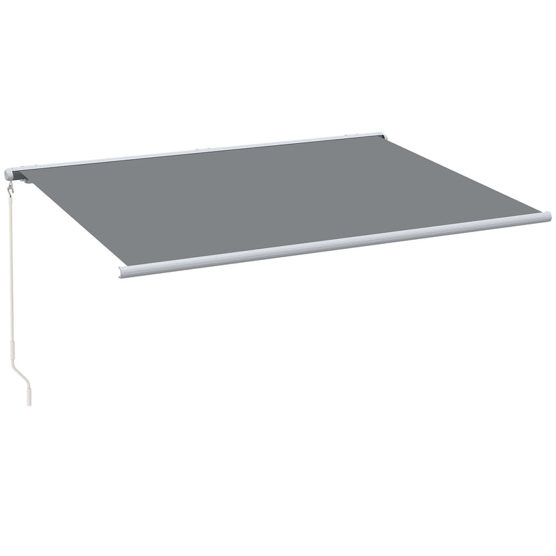 Grey 4x3m Retractable Electric Manual Awning With LED Lights And Remote For Patio