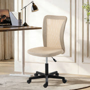 Compact Mesh Office Chair for Small Home Offices with Adjustable Height Beige AOSOM