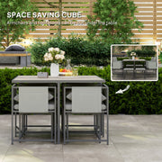 Nine Piece Garden Dining Set with Steel Frame in Grey by Outsunny