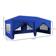 3 x 6m Pop Up Gazebo With Curtains and Windows Ideal for Outdoor Parties Blue Outsunny