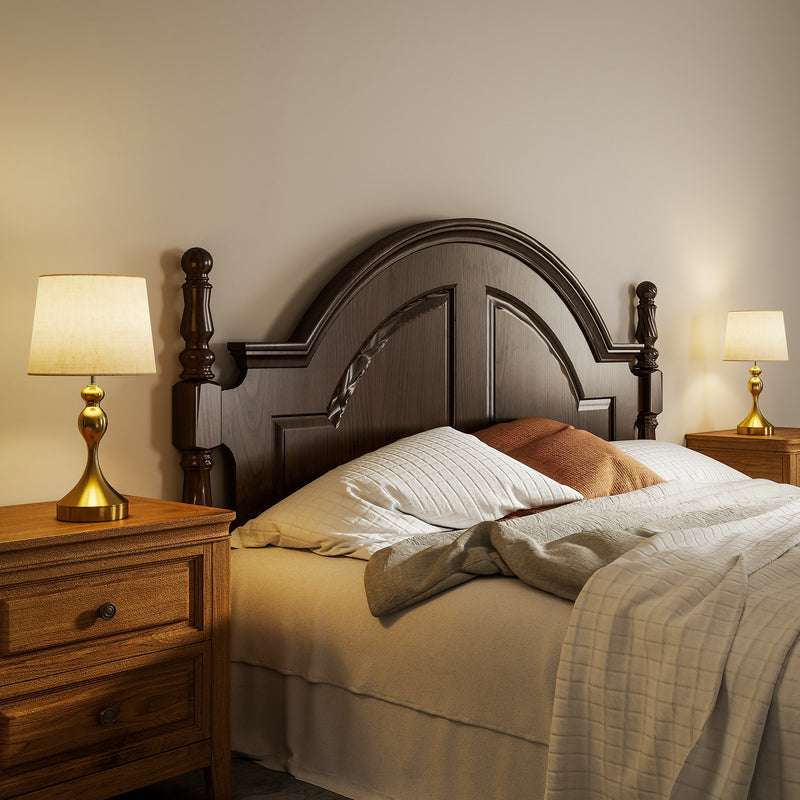 Set of 2 Modern Bedside Table Lamps with USB Charging and 3 Light Modes, Gold Tone AOSOM